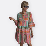 Madalena - Vestido Boho com Babados e Corte Fluido