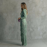 Gabriela - Vestido Longo com Franja e Decote em V