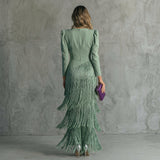 Gabriela - Vestido Longo com Franja e Decote em V