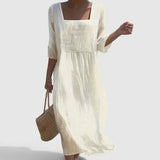 Nádia - Vestido de Linho Casual para o Verão