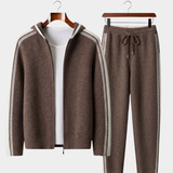 Conjunto Damien em Lã Merino Super Fina, Preto Café