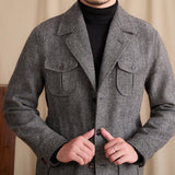 Casaco de Lã Herringbone Bari - Estilo Desportivo