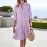 Ana - Vestido de Verão com Estampa Listrada