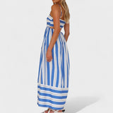 Isabel - Vestido Longo com Estampa Listrada