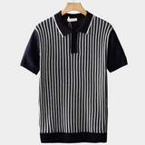 Camisa Polo Listrada em Vários Tons de Azul Marinho