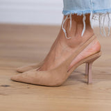 Marlena - Elegantes Sapatos Slingback Nude com Salto
