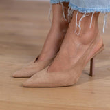 Marlena - Elegantes Sapatos Slingback Nude com Salto