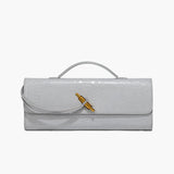 Bolsa Branca em Couro com Textura de Crocodilo
