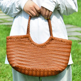 Bolsa Tote Bianca em Couro Trançado Artesanal