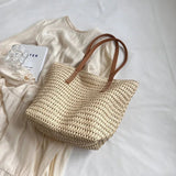 Bolsa de Praia Trançada em Junco Celeste
