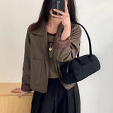 Bolsa Baguette Pauleen em Camurça