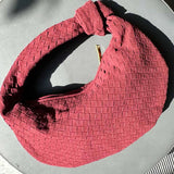 Geantă Medie din Suede Vegan cu Design Împletit