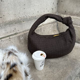 Geantă Medie din Suede Vegan cu Design Împletit