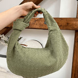 Geantă Medie din Suede Vegan cu Design Împletit