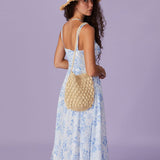 Renata - Midi Dress in Blue Floral Print