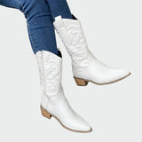 Botines de cowboy con acabado metálico